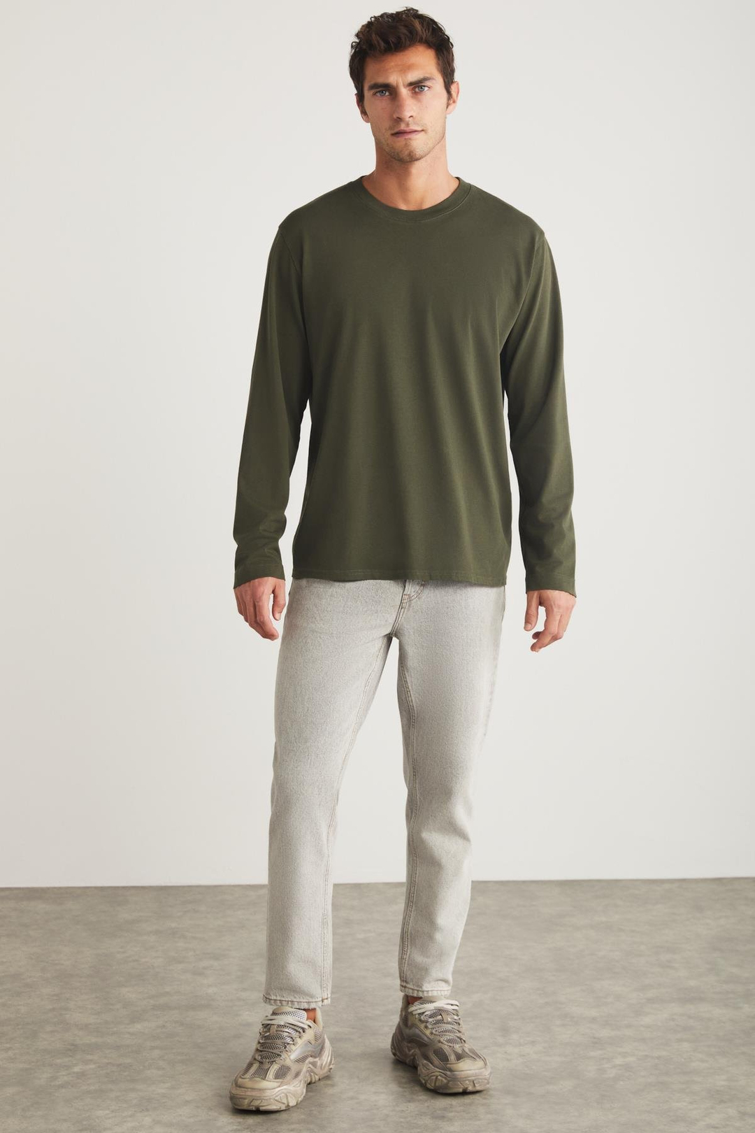 IRENE Basic Oversize Haki Tekli T-Shirt
