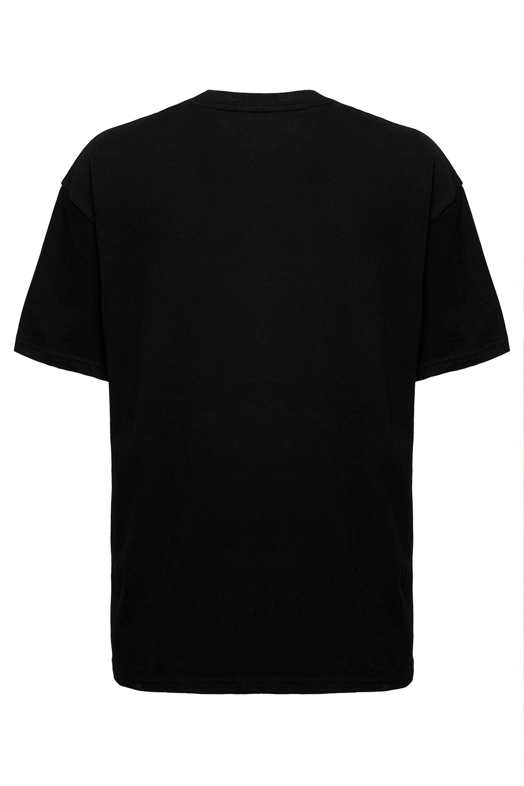 ISOLATION Erkek Siyah Baskılı Yuvarlak Yaka Oversıze T-Shirt