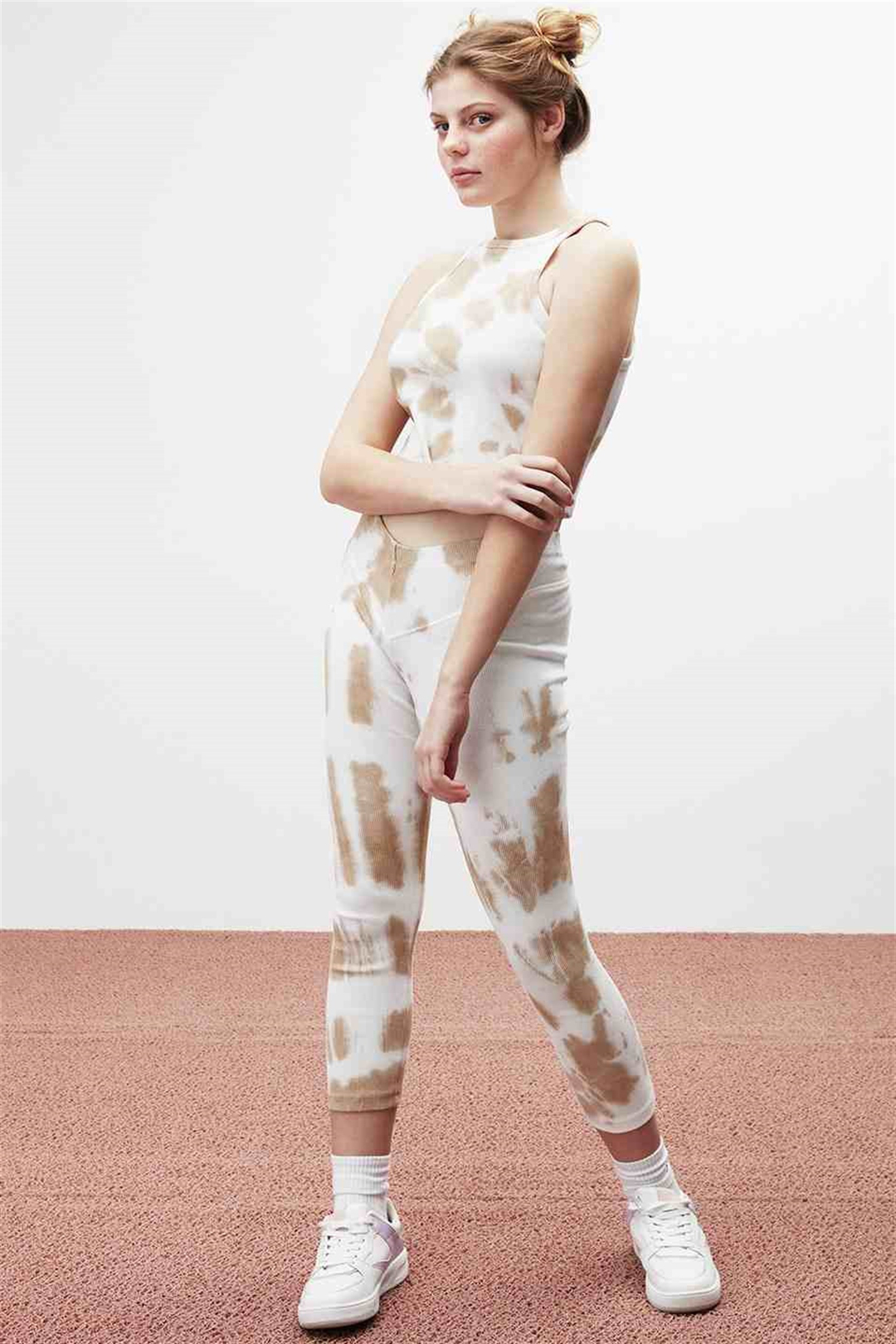 JADA Kadın Kahverengi Batik Halter Yaka Comfort Fit Alt-Üst Takım