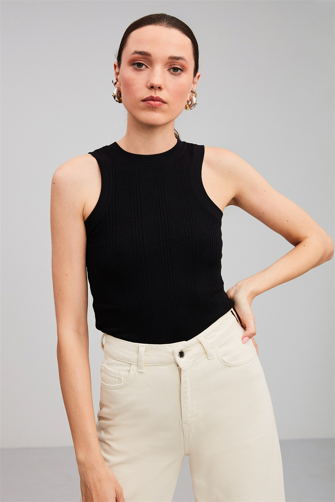 JANETTE Örme Fitted Siyah  Atlet