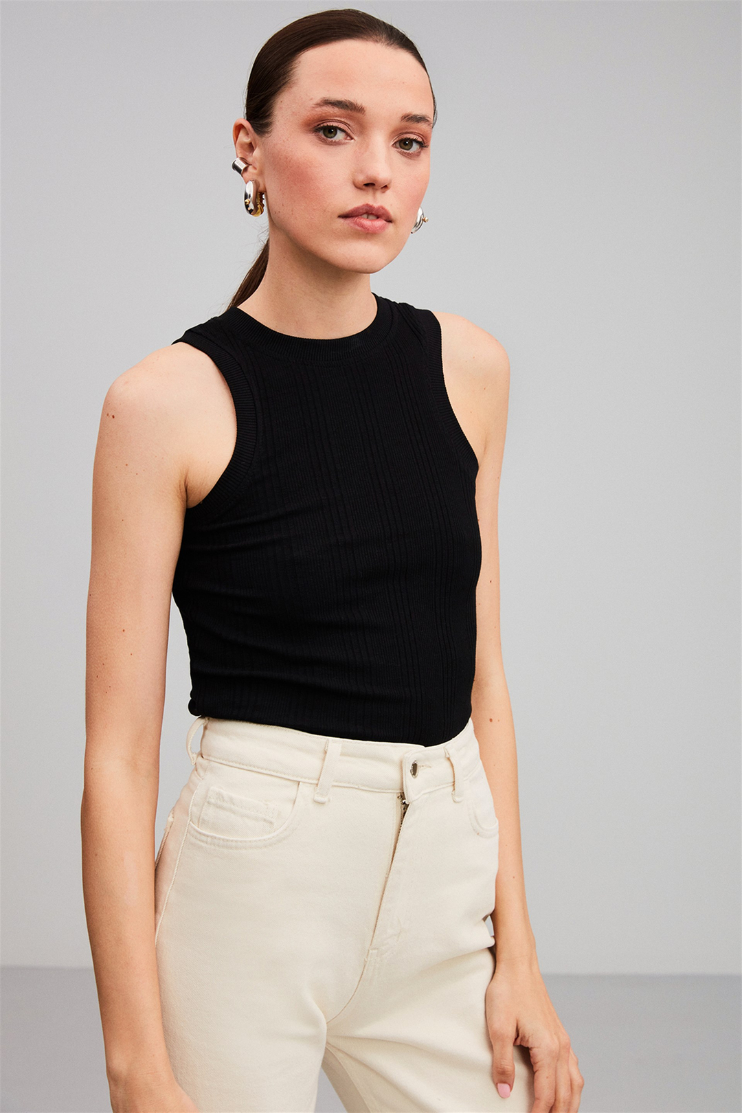 JANETTE Örme Fitted Siyah  Atlet