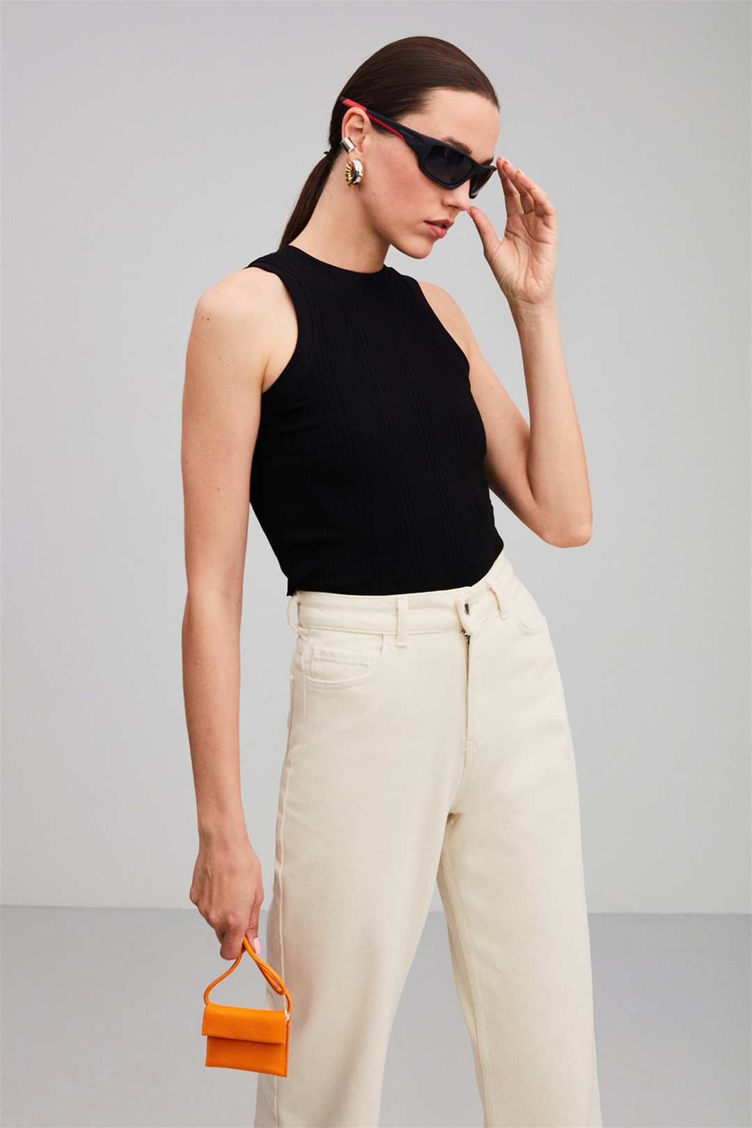 JANETTE Örme Fitted Siyah  Atlet