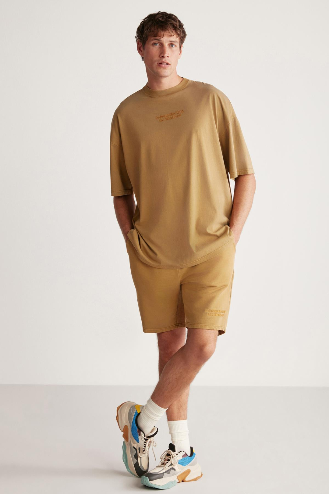 JEFFREY  Oversize Haki Tekli Alt-Üst Takım