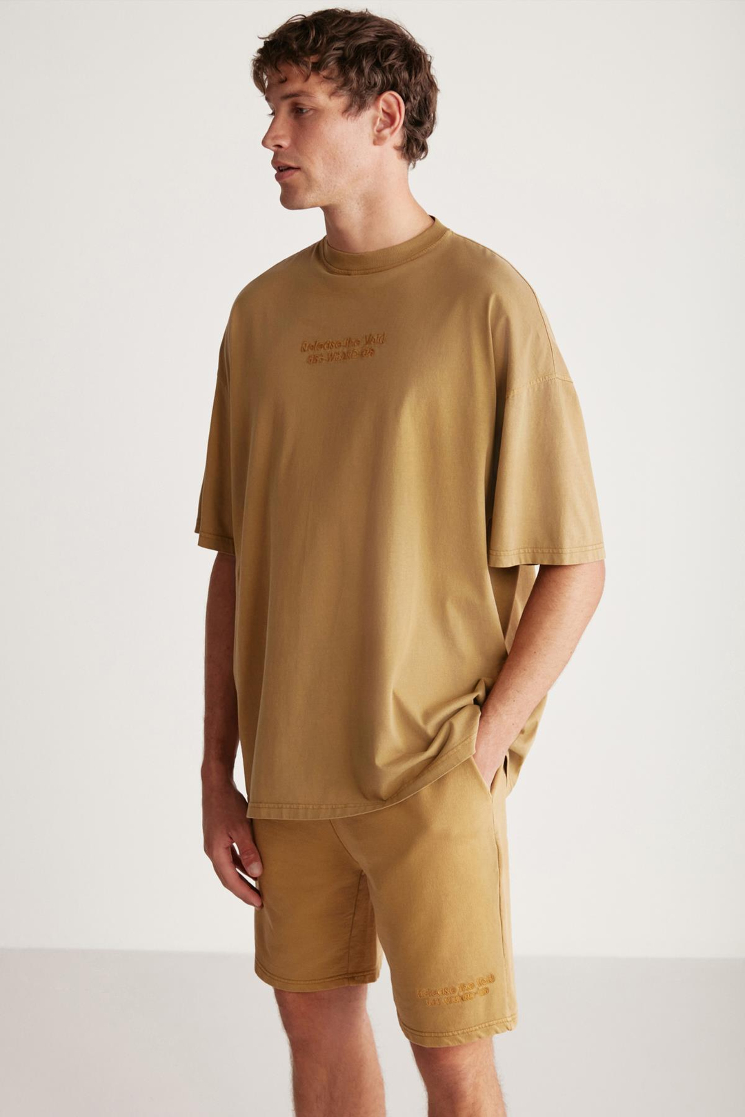 JEFFREY  Oversize Haki Tekli Alt-Üst Takım