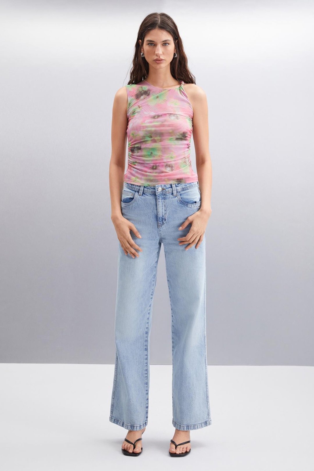 JERI Basic Slim Pembe Tekli Bluz