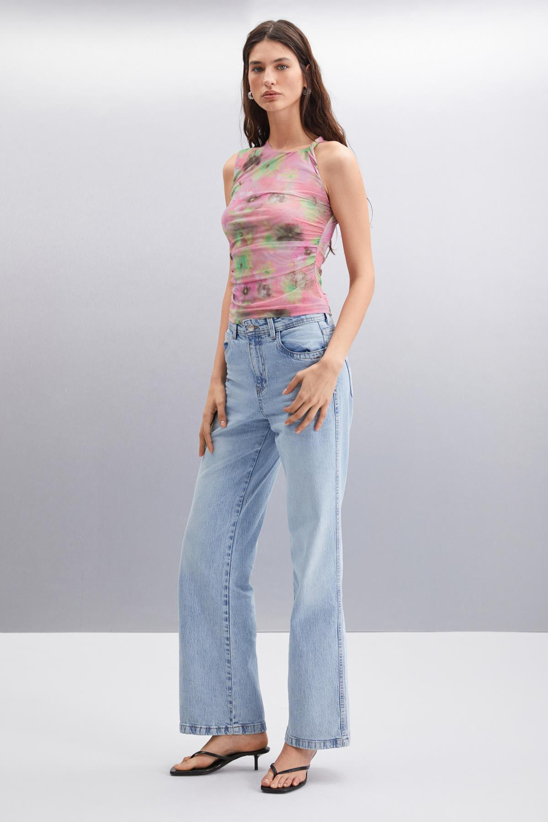 JERI Basic Slim Pembe Tekli Bluz