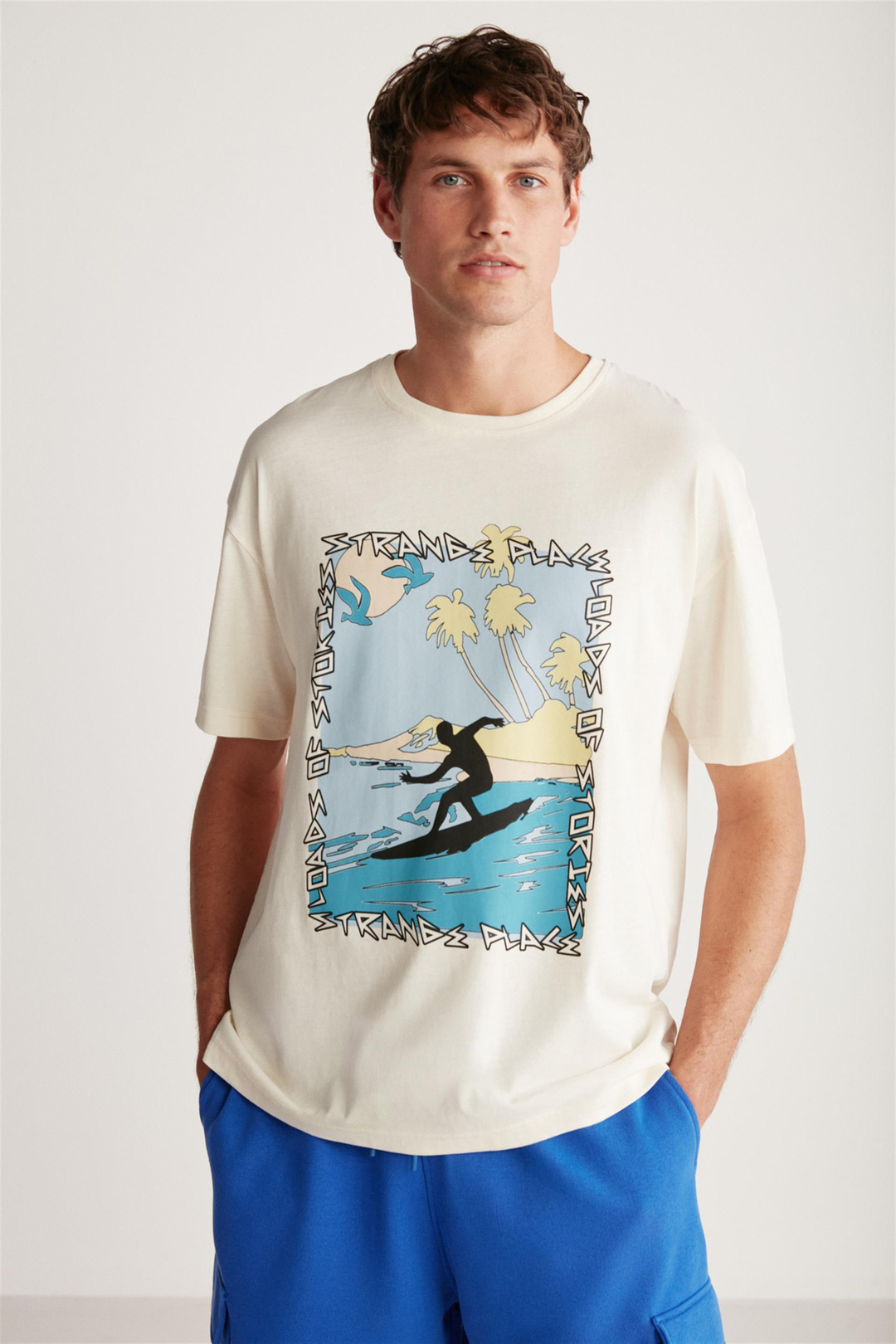 JEROME Örme Oversize Vanilya Tekli T-Shirt