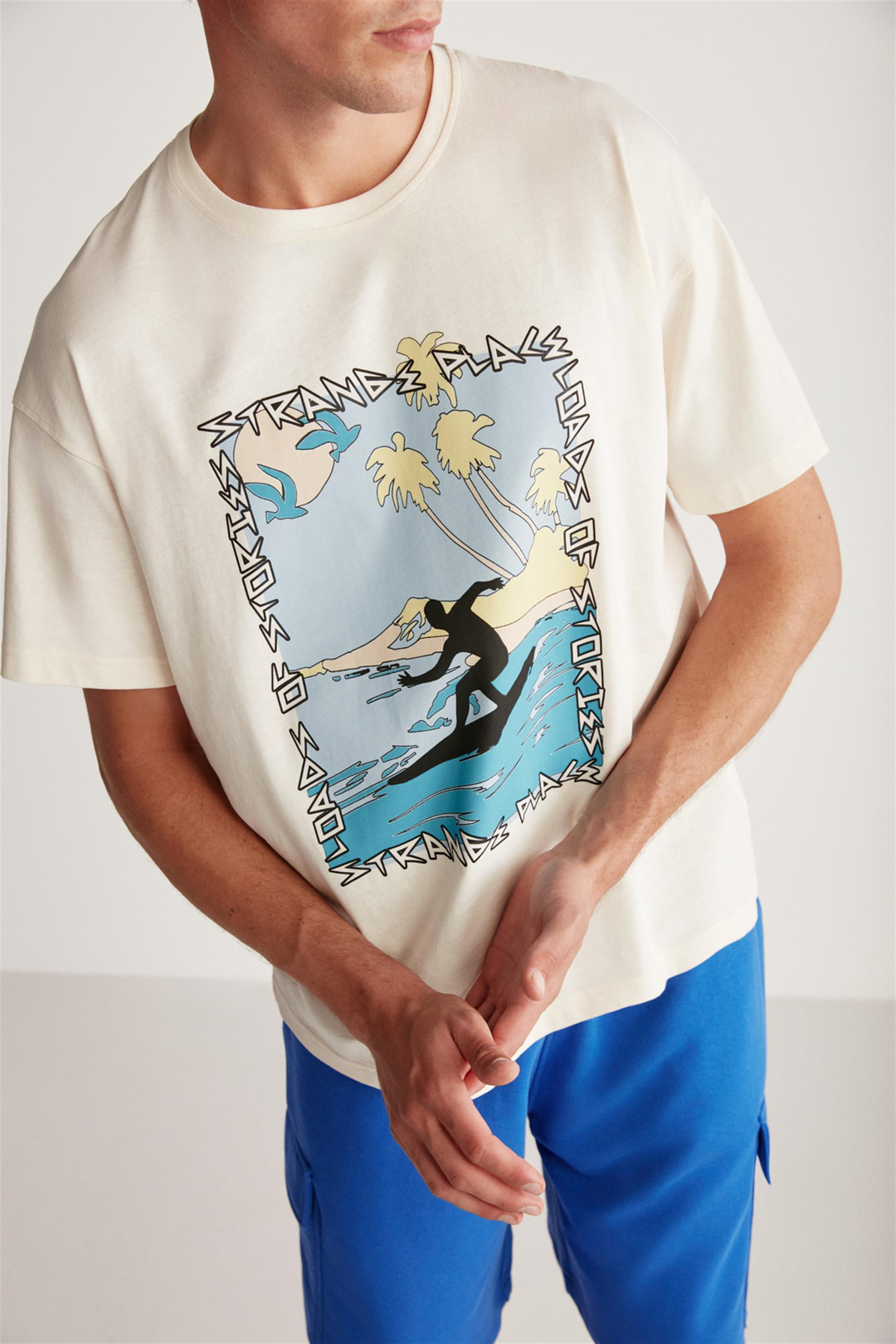 JEROME Örme Oversize Vanilya Tekli T-Shirt