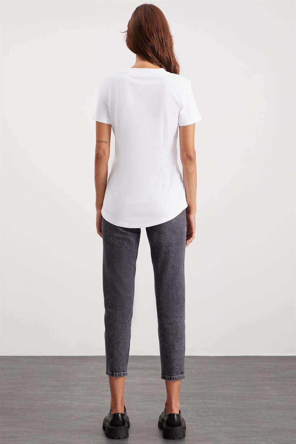 JESSİA Korse Detaylı Regular Beyaz  T-Shirt
