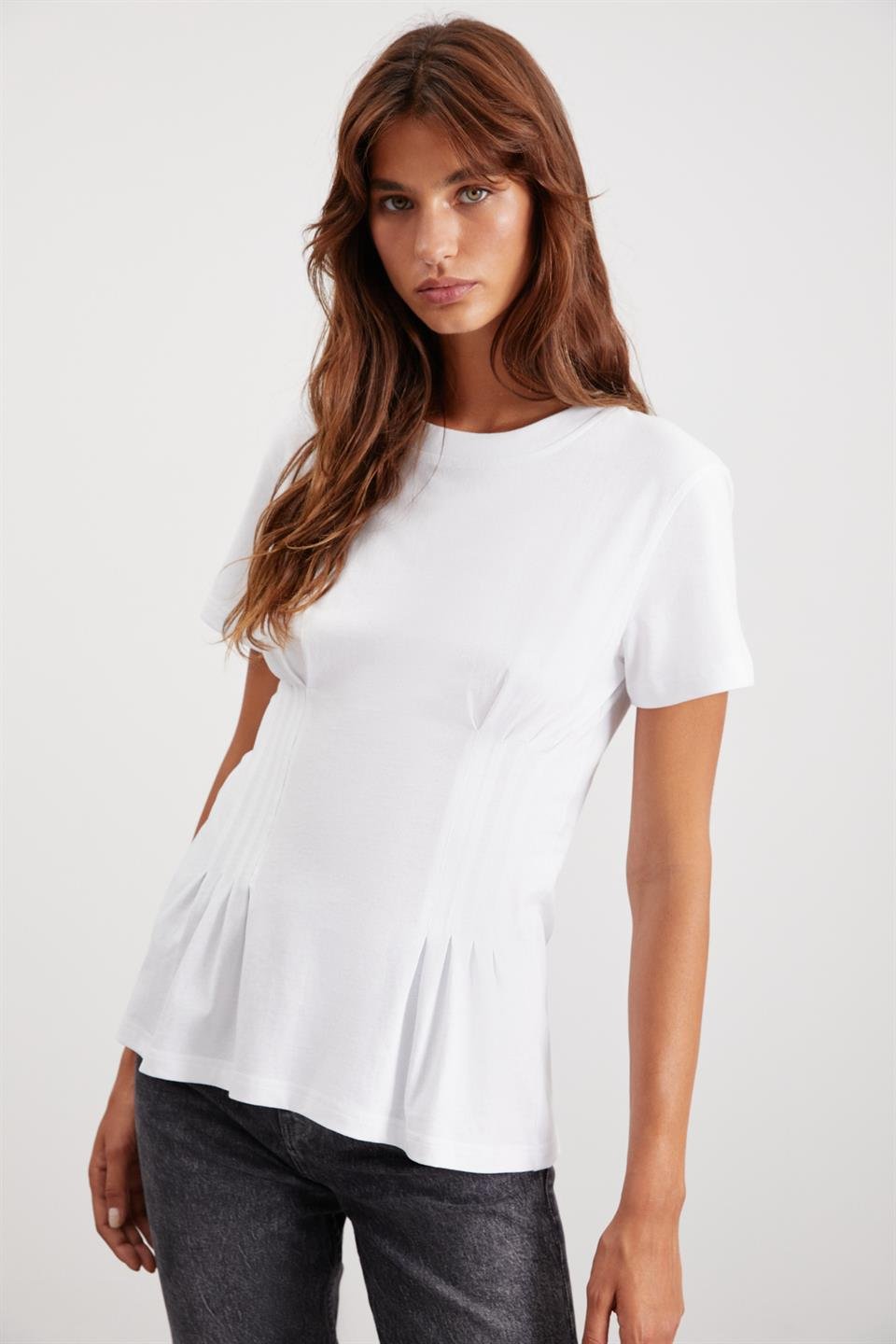 JESSİA Korse Detaylı Regular Beyaz  T-Shirt