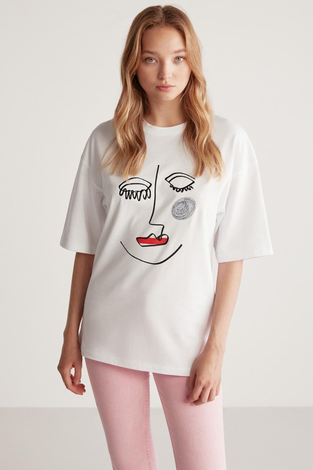 JESSY Basic Oversize Beyaz  T-Shirt