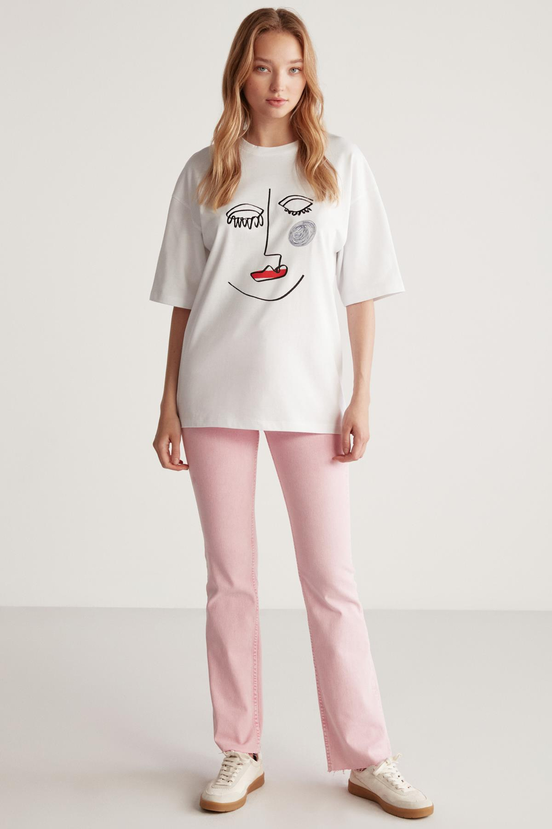 JESSY Basic Oversize Beyaz  T-Shirt