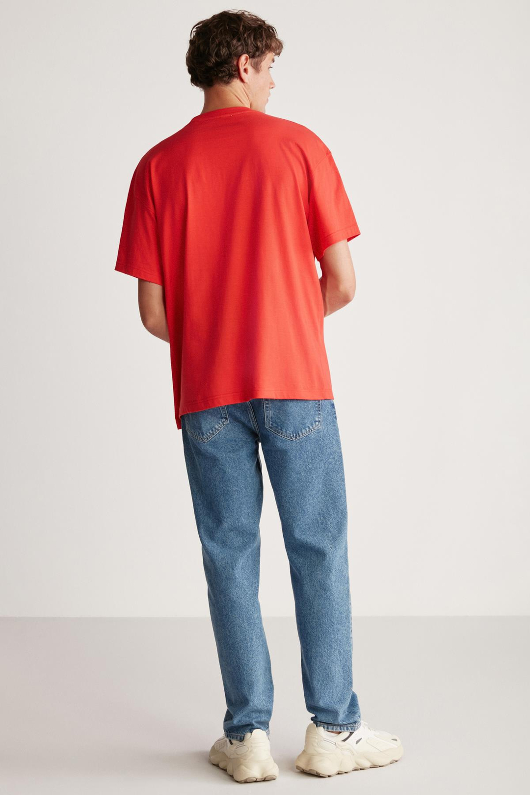 JETT Erkek %100 Organik Pamuklu Kalın Dokulu Oversize Fit Bisiklet Yaka Kırmızı T-Shirt