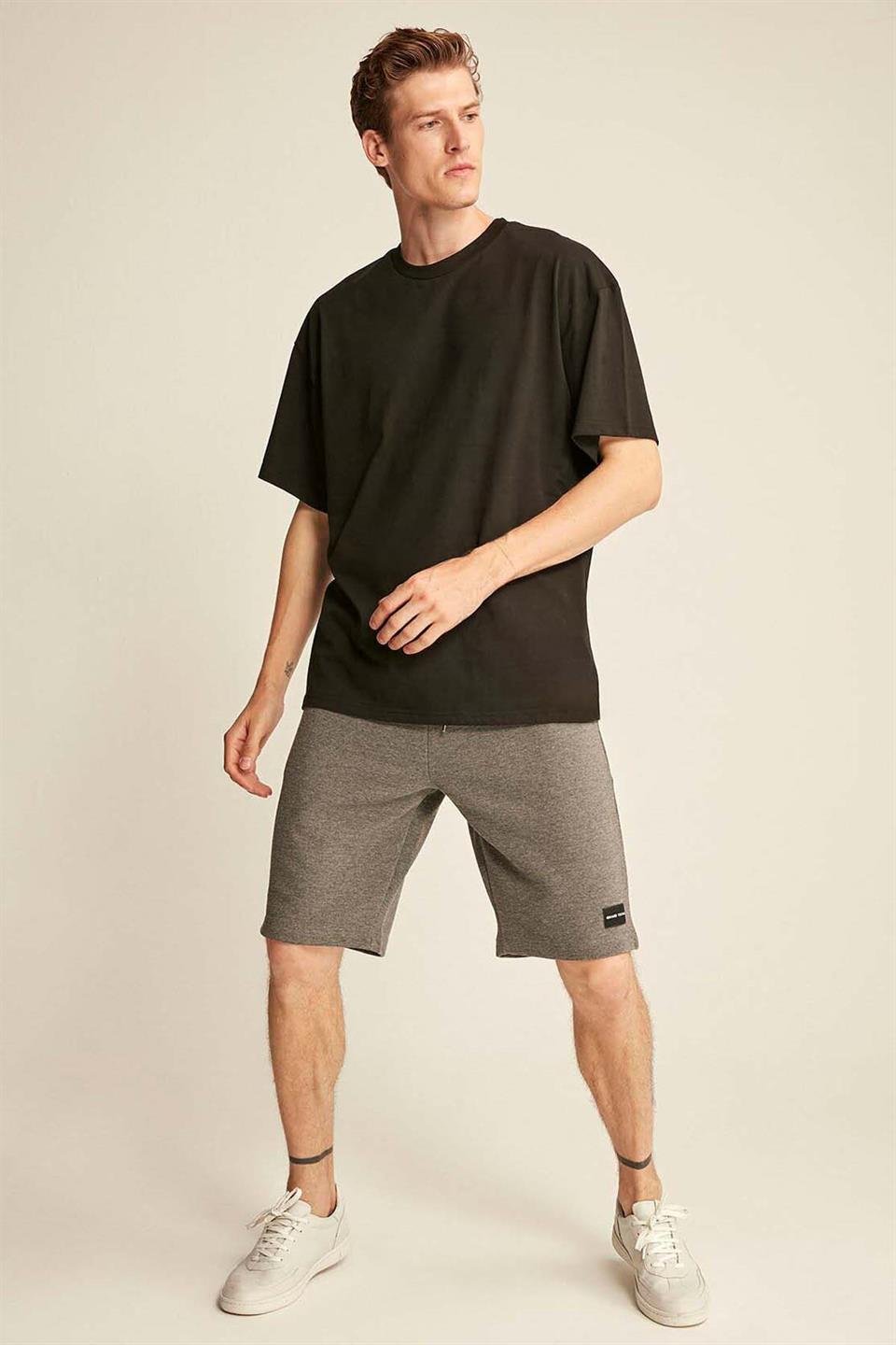 JETT Örme Oversize Siyah  T-Shirt