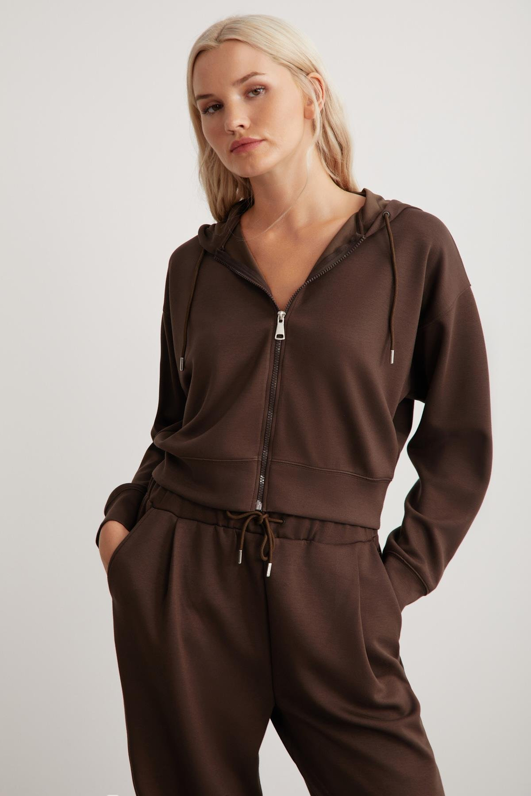 JILL  Relaxed Kahverengi Tekli Sweatshirt
