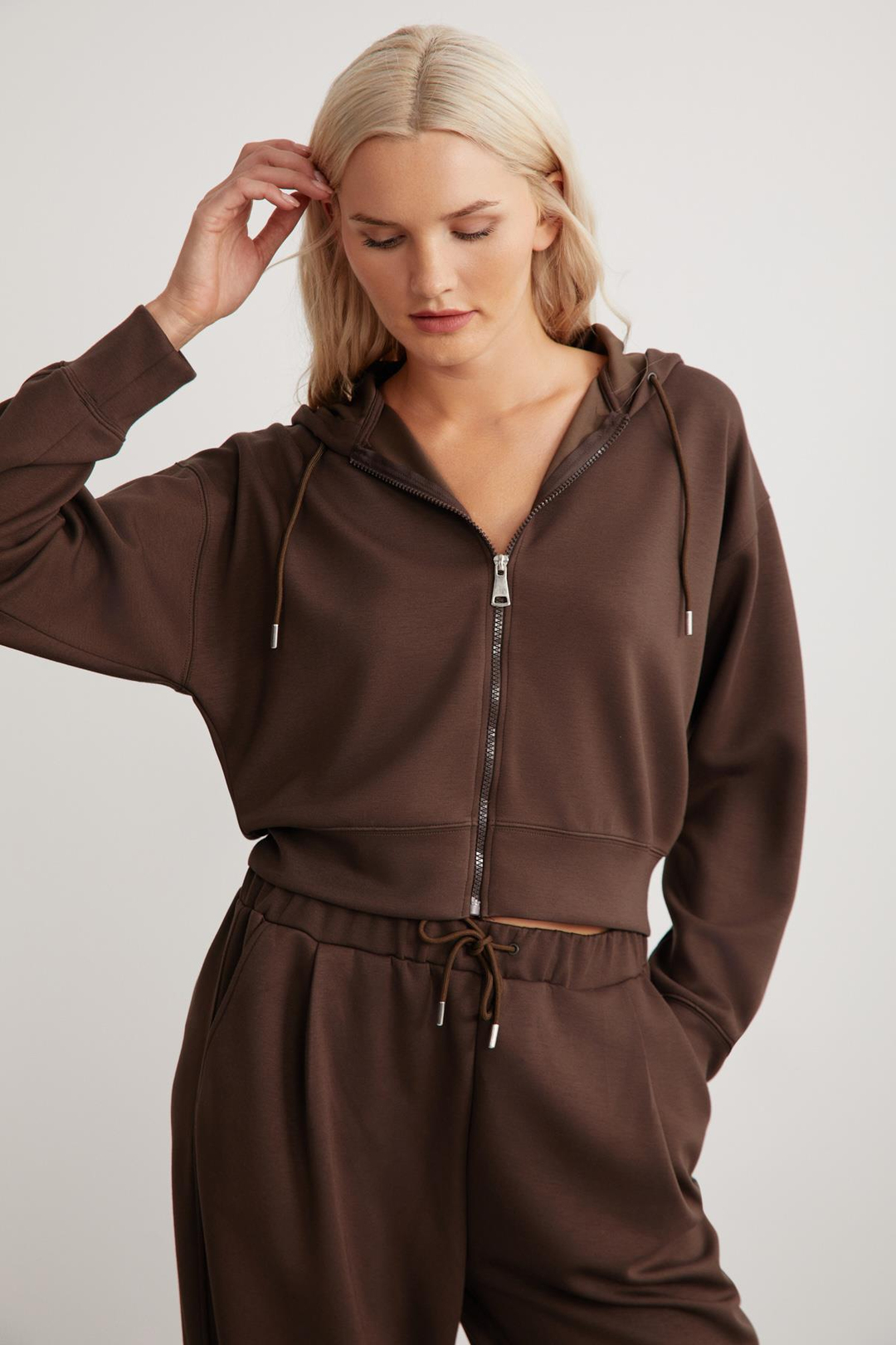 JILL  Relaxed Kahverengi Tekli Sweatshirt