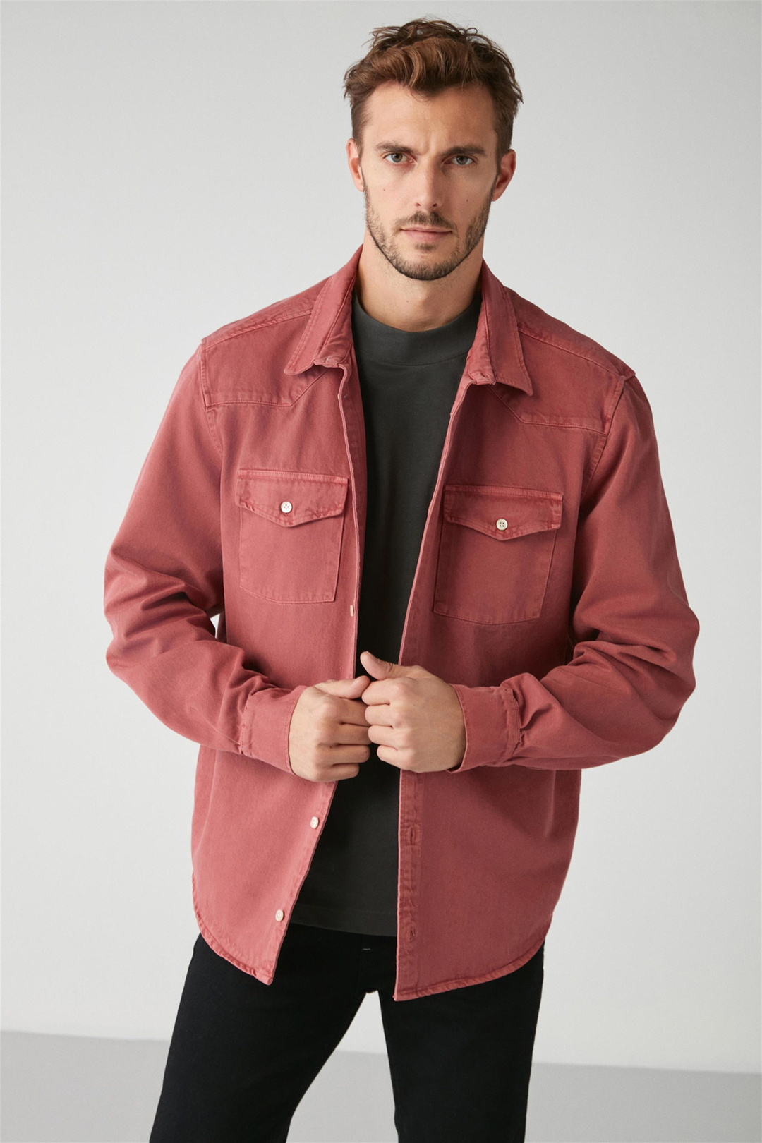 JIMMY Dokuma Relaxed Bordo  Ceket