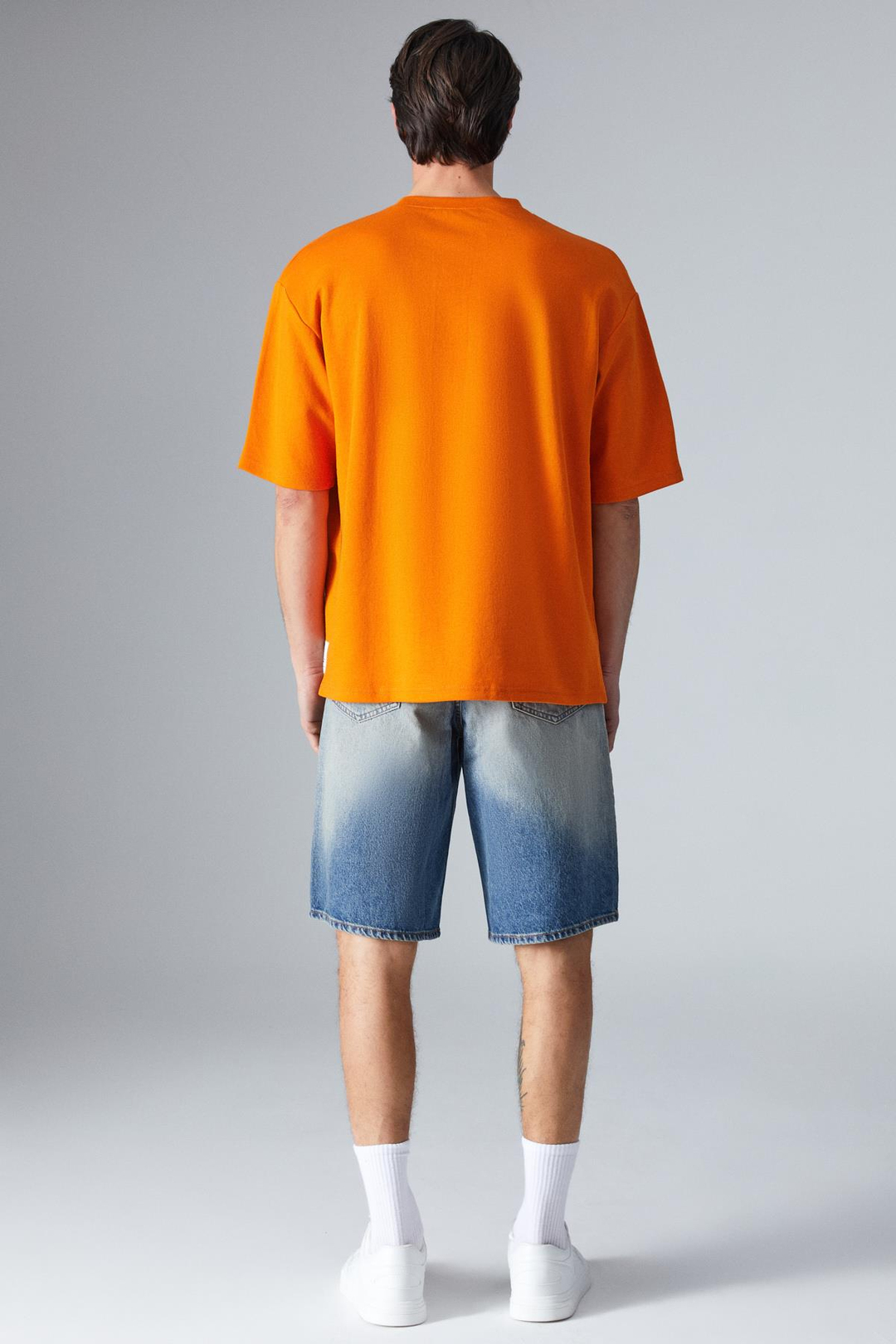 JOEL Erkek %100 Organik Pamuklu Kalın Kumaşlı Özel Dokulu Etiket Detaylı Oversize Turuncu T-Shirt