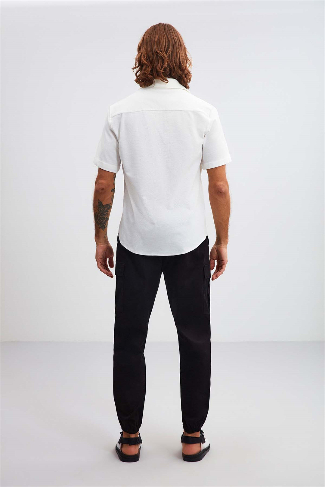JOSH Dokulu Kumaş Relaxed Fit Beyaz  Gömlek