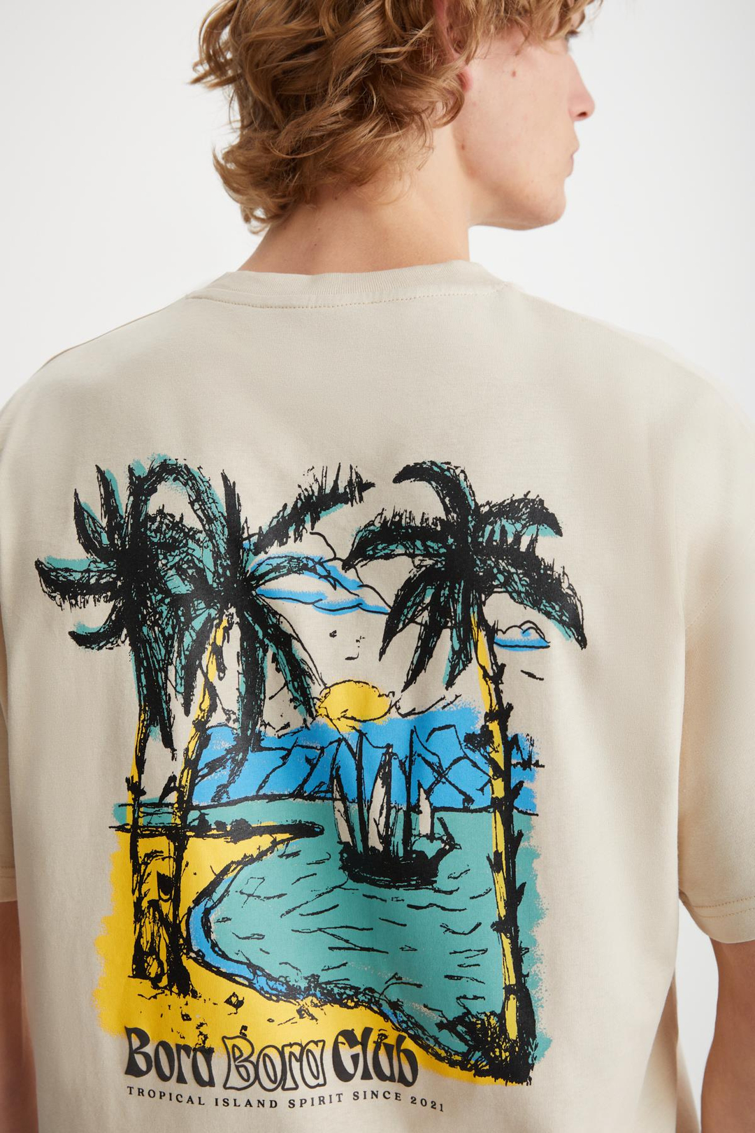 KAISEN Basic Regular Bej Tekli T-Shirt