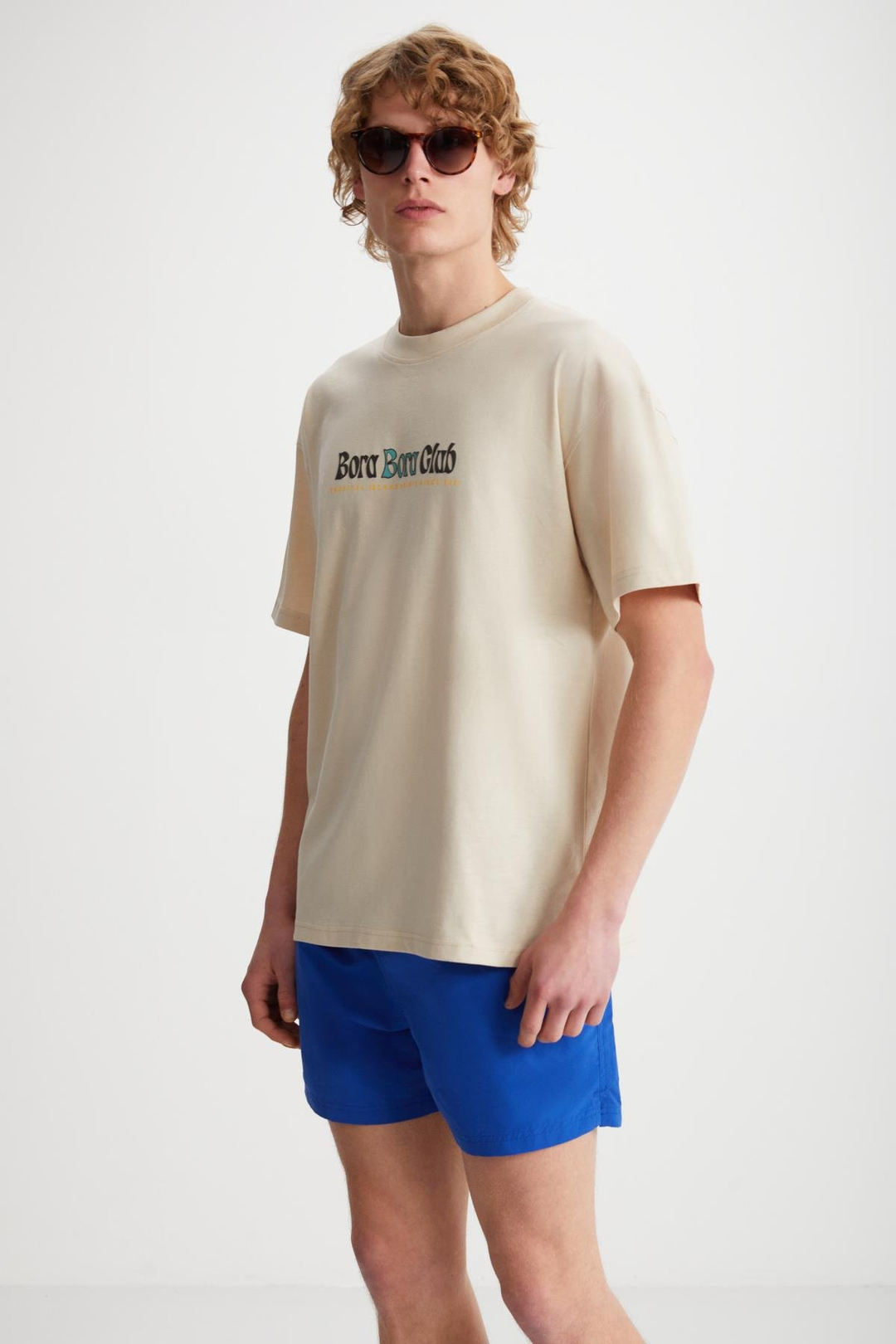 KAISEN Basic Regular Bej Tekli T-Shirt