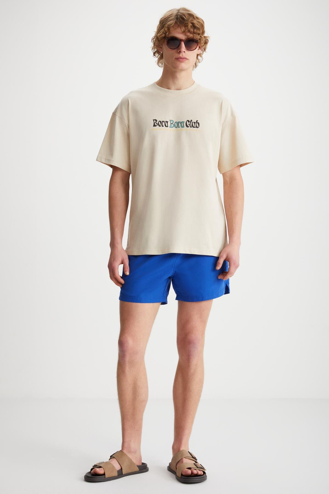 KAISEN Basic Regular Bej Tekli T-Shirt