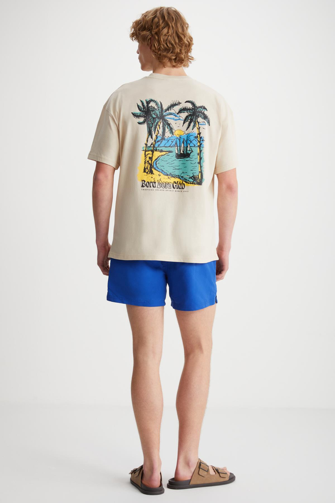 KAISEN Basic Regular Bej Tekli T-Shirt