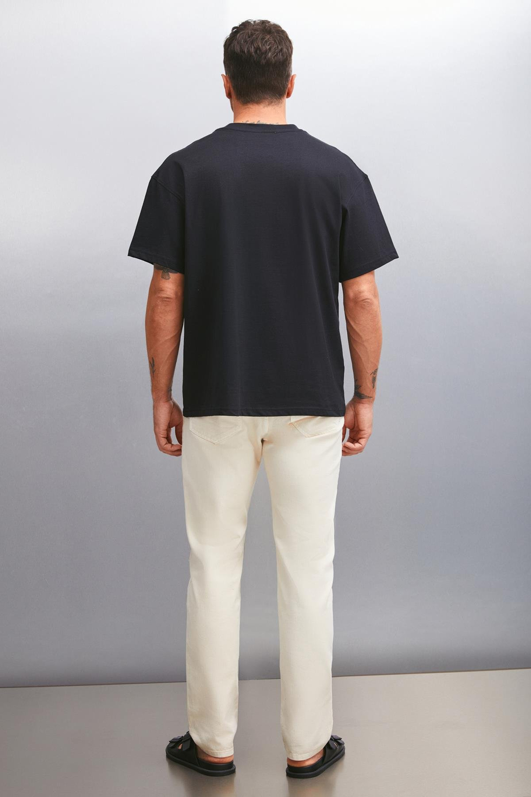 KASTEL Basic Regular Siyah Tekli T-Shirt