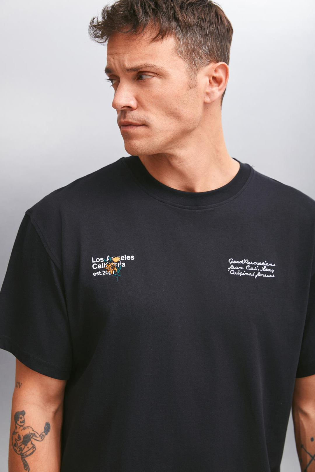 KASTEL Basic Regular Siyah Tekli T-Shirt