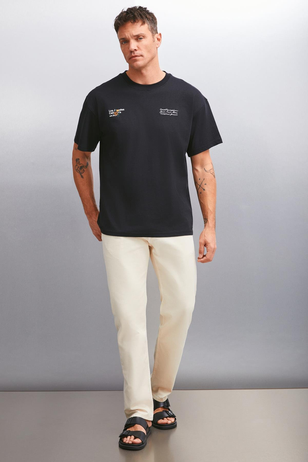KASTEL Basic Regular Siyah Tekli T-Shirt
