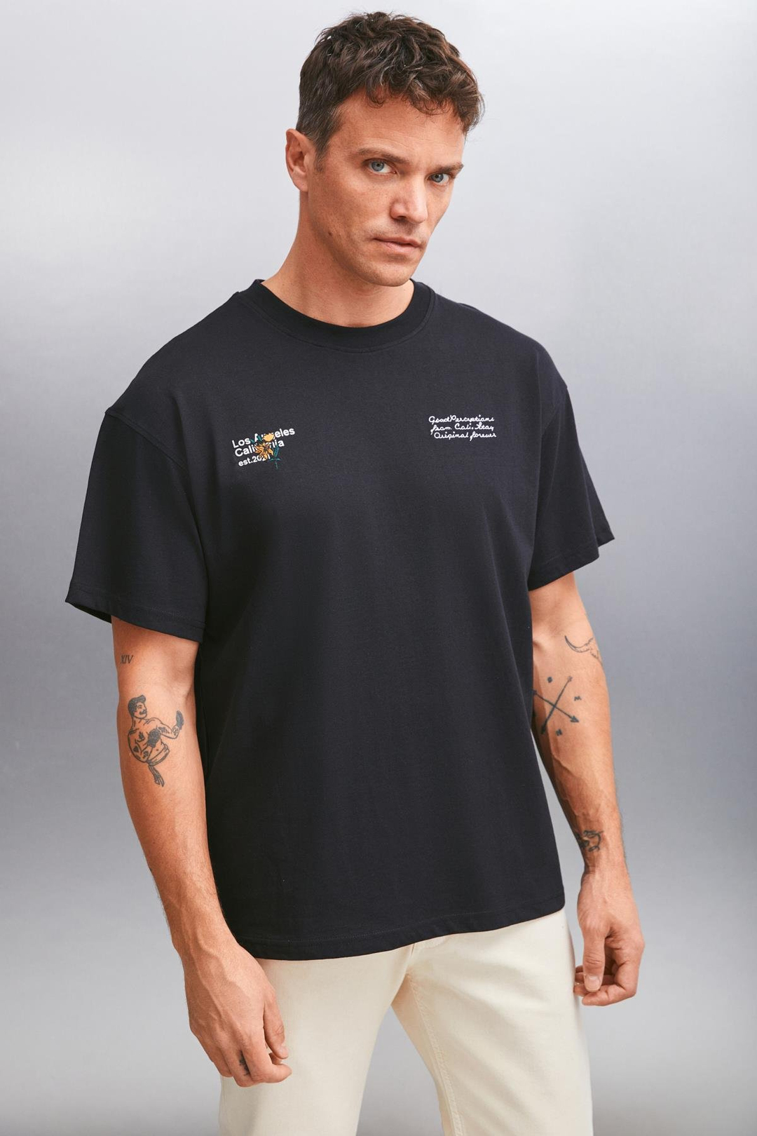 KASTEL Basic Regular Siyah Tekli T-Shirt
