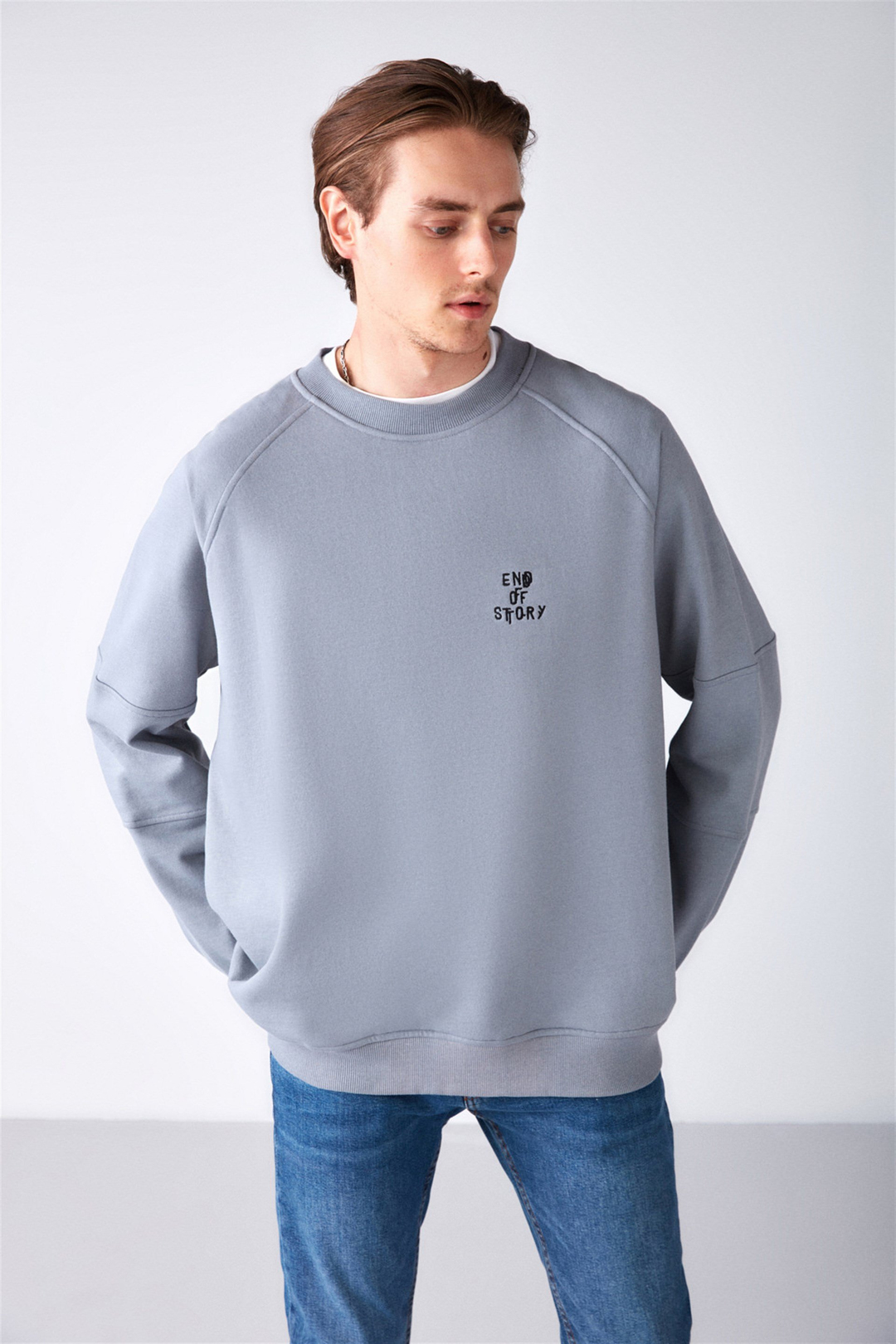 KATMAI Örme Oversize Açık Gri  Sweatshirt
