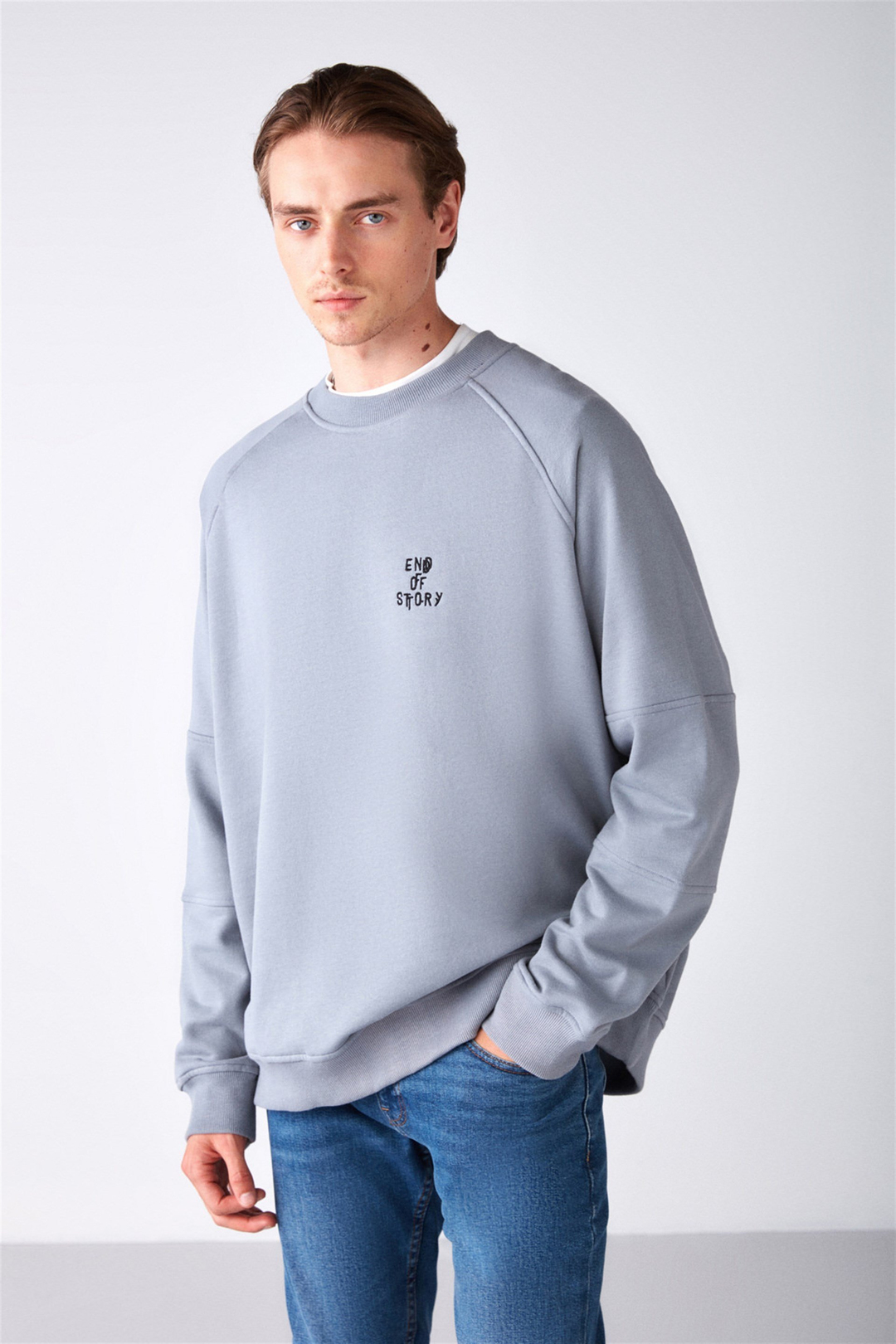 KATMAI Örme Oversize Açık Gri  Sweatshirt