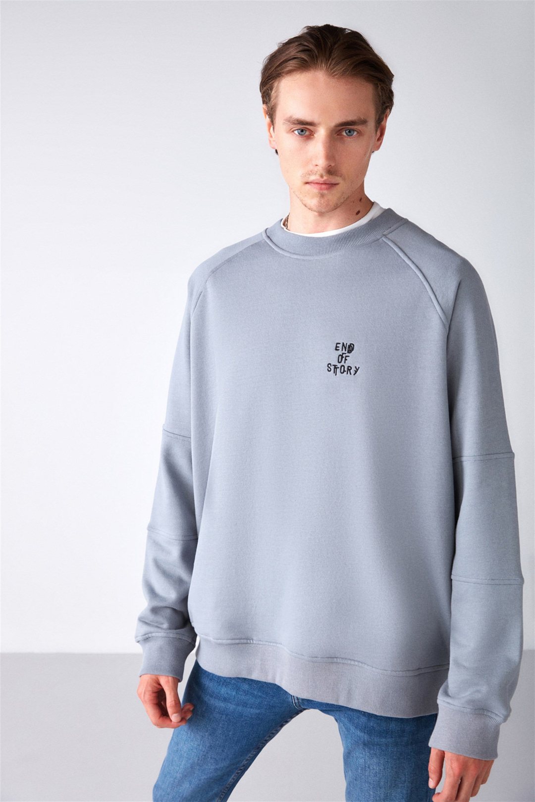 KATMAI Örme Oversize Açık Gri  Sweatshirt