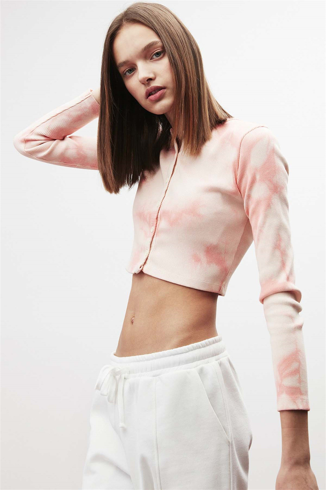 KENDRA Kaşkorse Crop Fit Pembe  Bluz