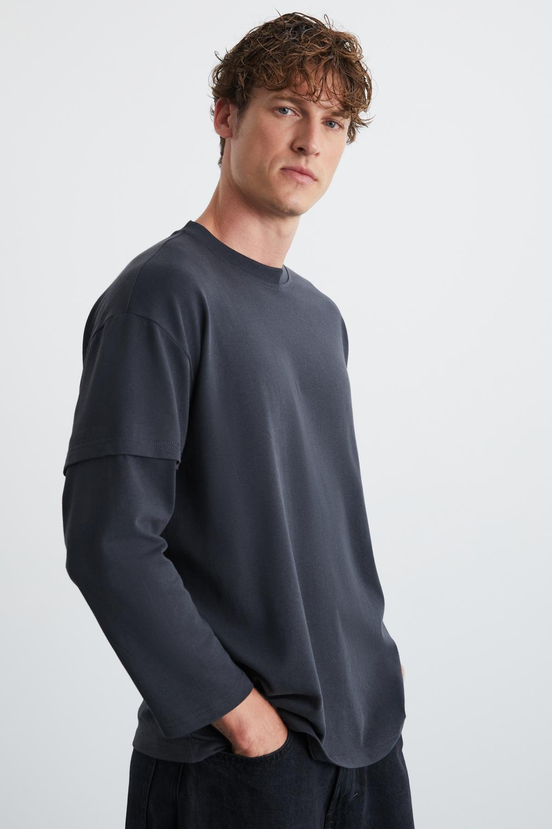 KOSTYA Erkek %100 Pamuk Antrasit T-Shirt