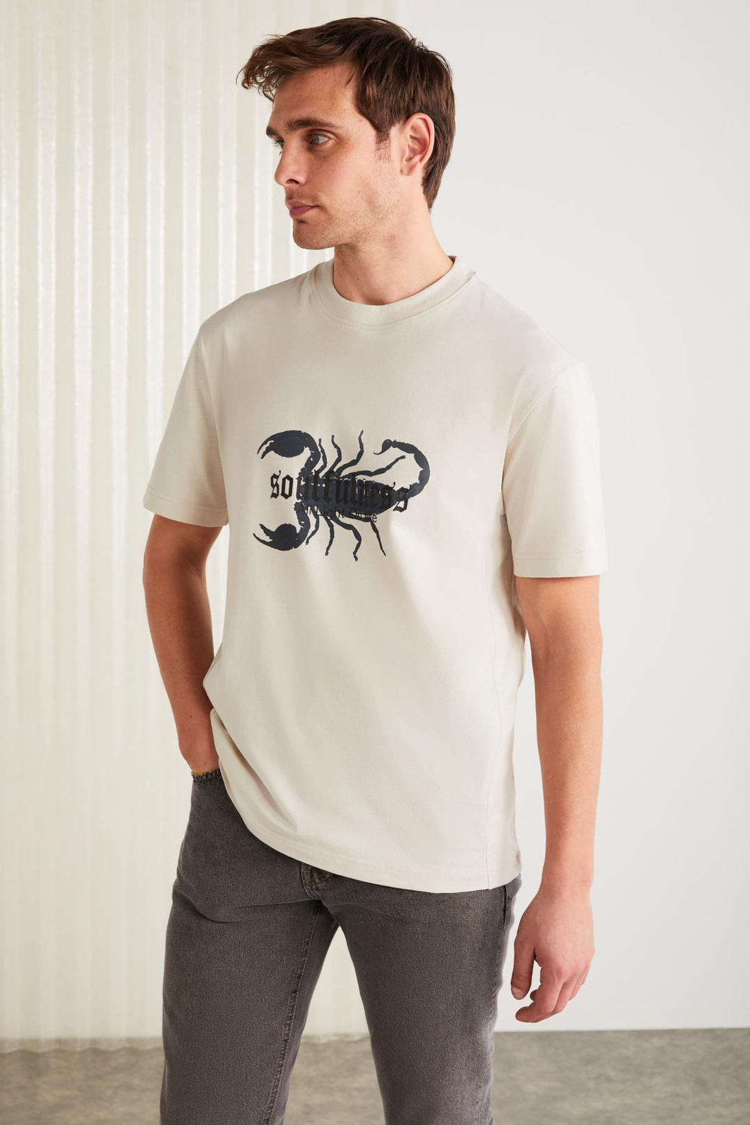 KURT Basic Regular Taş Rengi Tekli T-Shirt