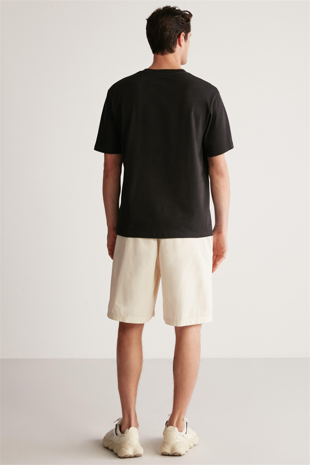 KYLEE Örme Oversize Siyah Tekli T-Shirt