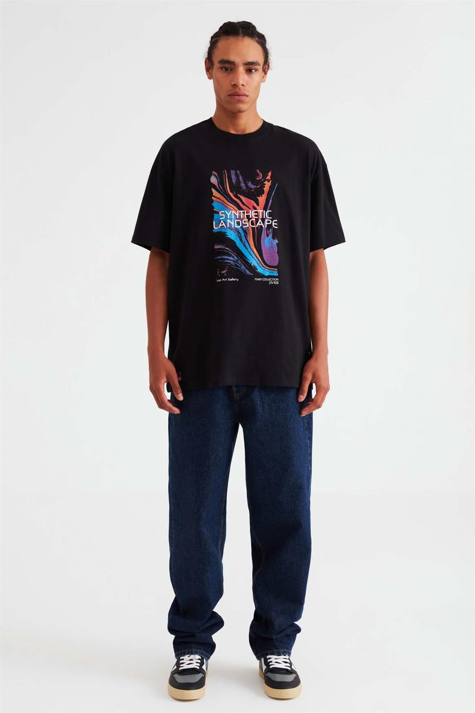 LANDSCAPE Örme Oversize Siyah  T-Shirt