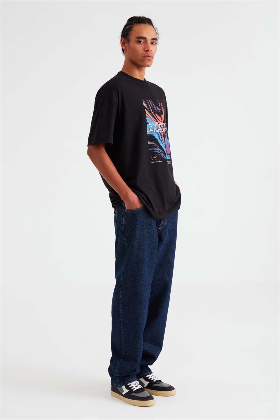 LANDSCAPE Örme Oversize Siyah  T-Shirt