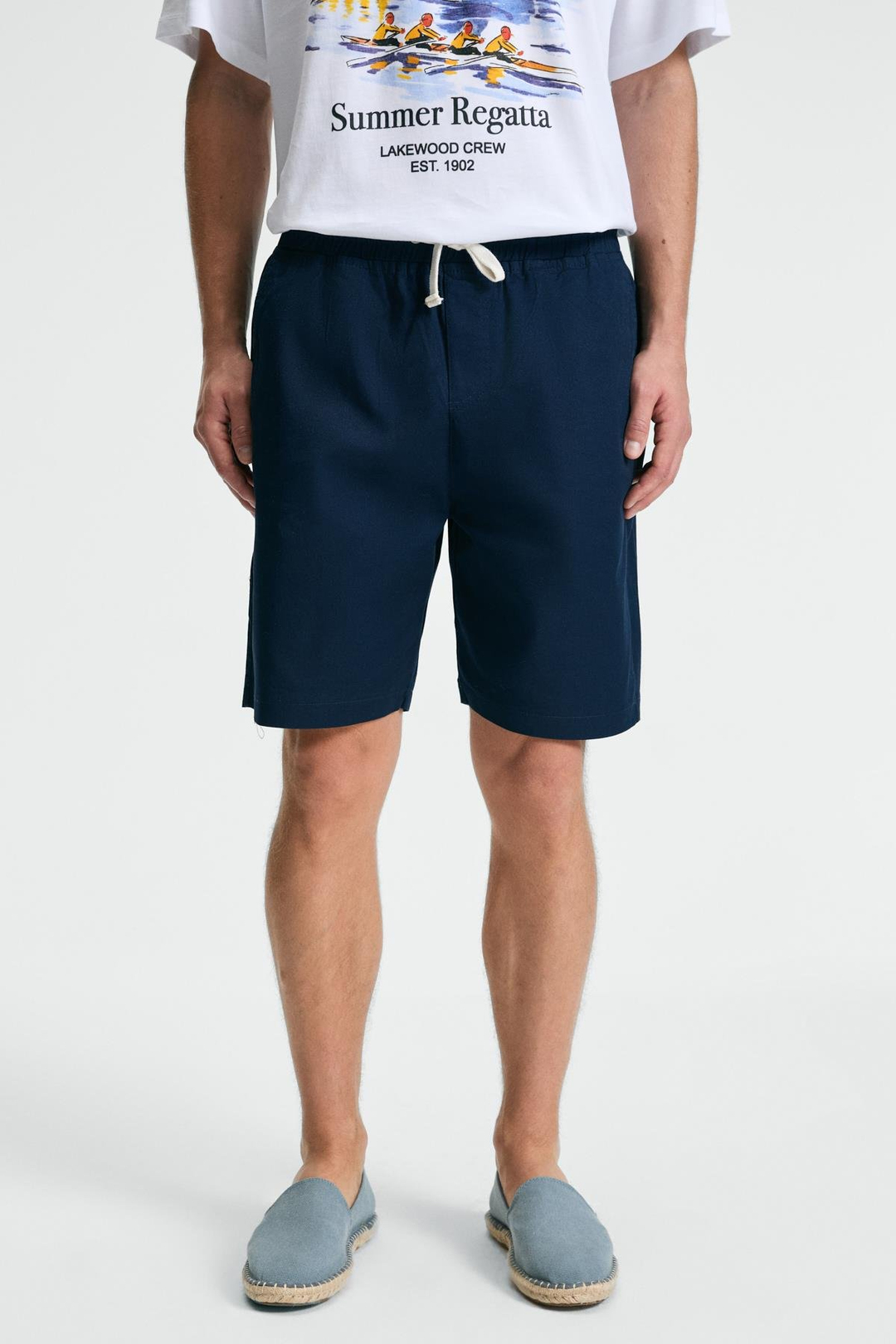 LASPER Erkek Likralı Yanları Cepli Beli Lastikli Relaxed Fit Lacivert Şort