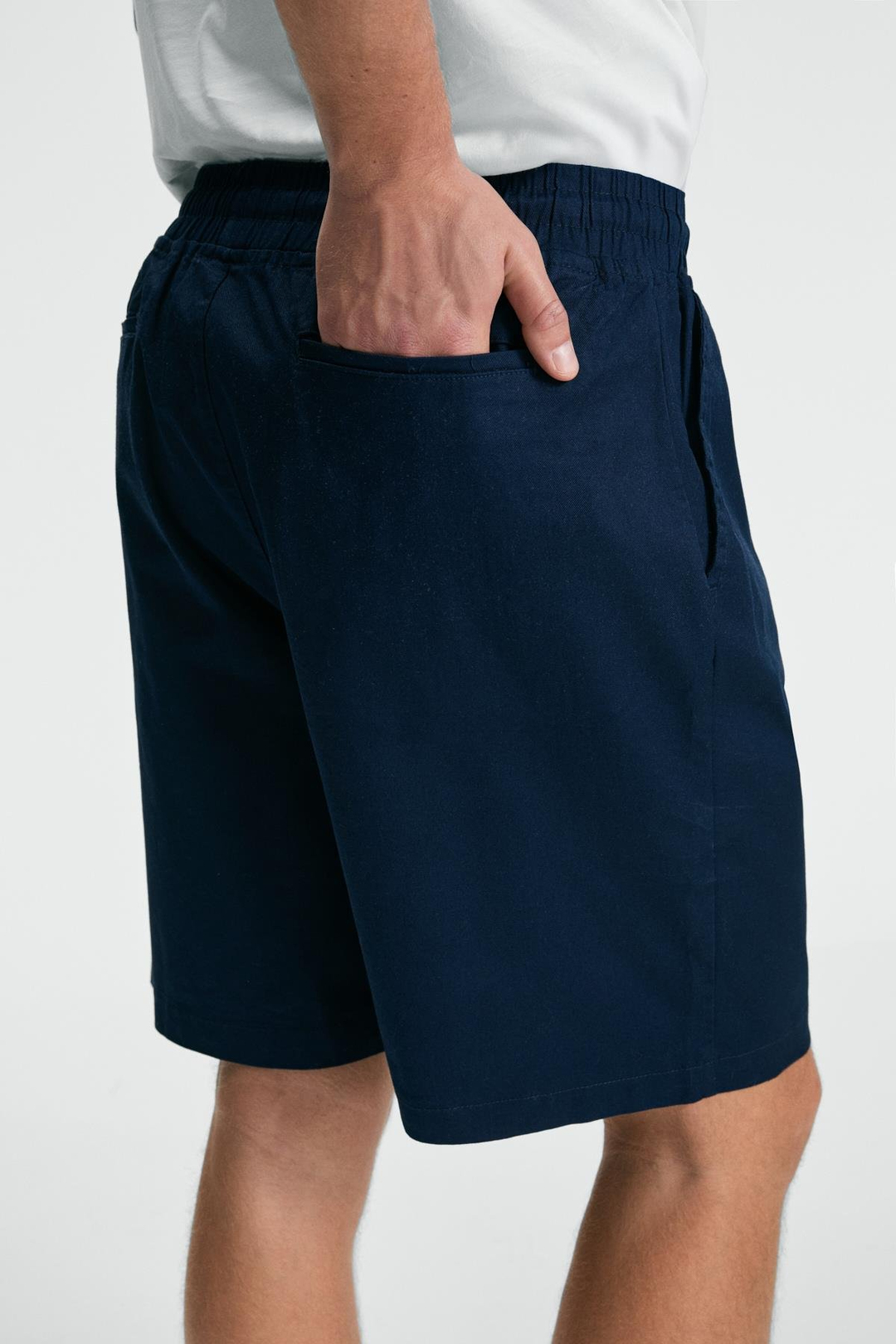 LASPER Erkek Likralı Yanları Cepli Beli Lastikli Relaxed Fit Lacivert Şort