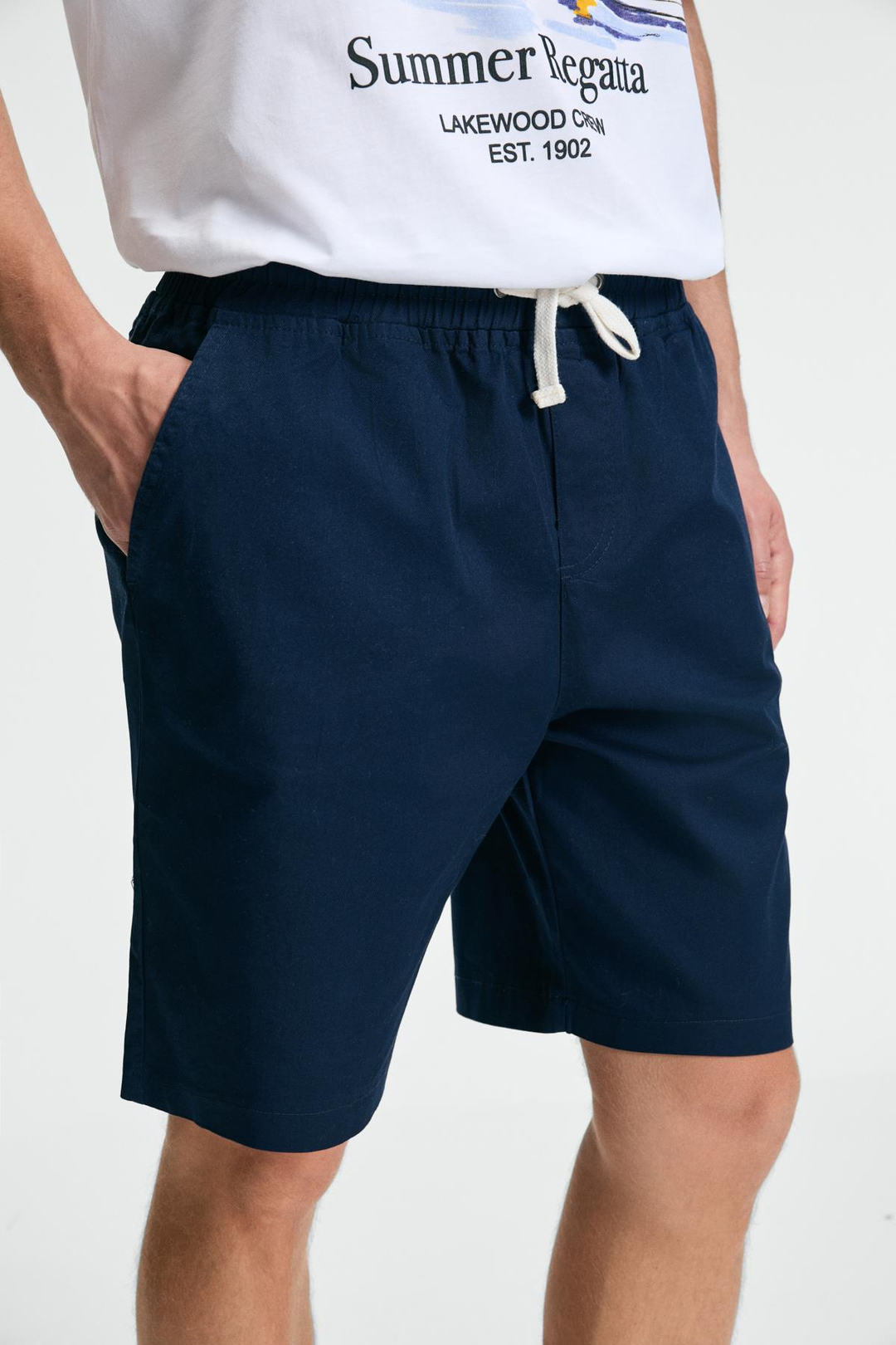 LASPER Erkek Likralı Yanları Cepli Beli Lastikli Relaxed Fit Lacivert Şort