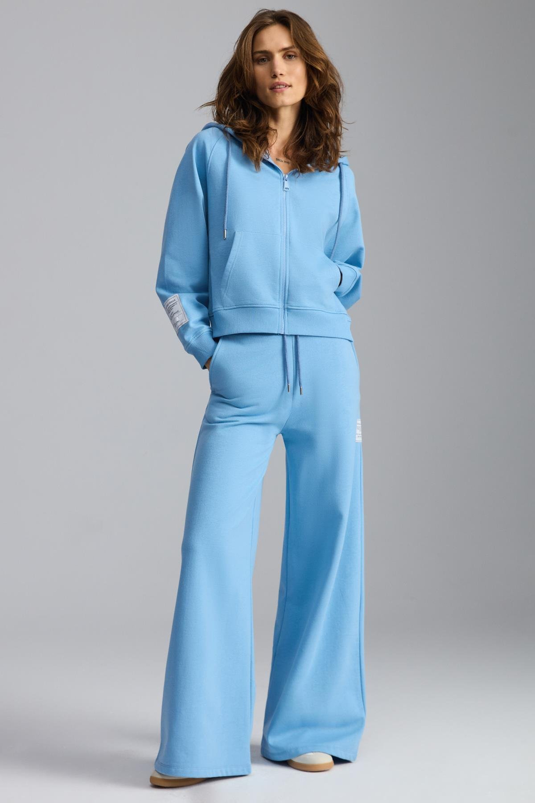 LAURY Kadın %100 Organik Pamuklu Yumuşacık Geniş Paça Regular Etiket Detaylı Mavi Eşofman Altı