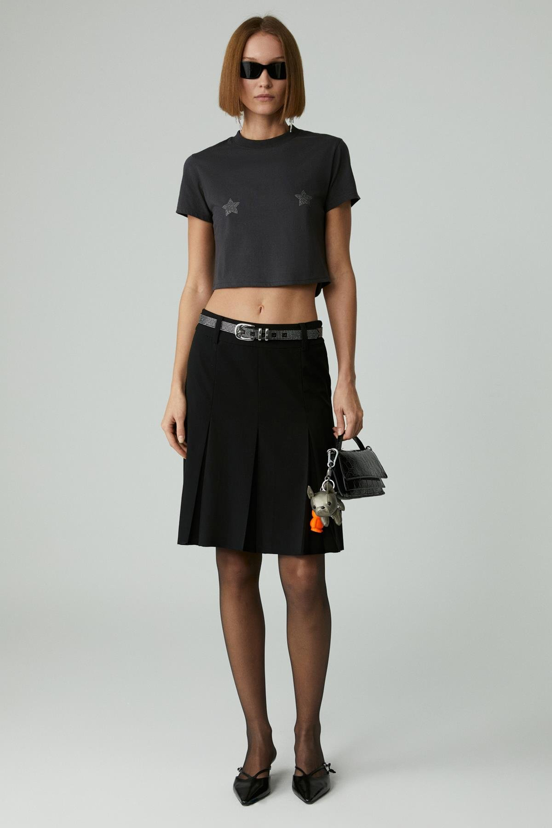 LAVIVA Kadın Kısa Fermuar Detaylı Siyah Etek