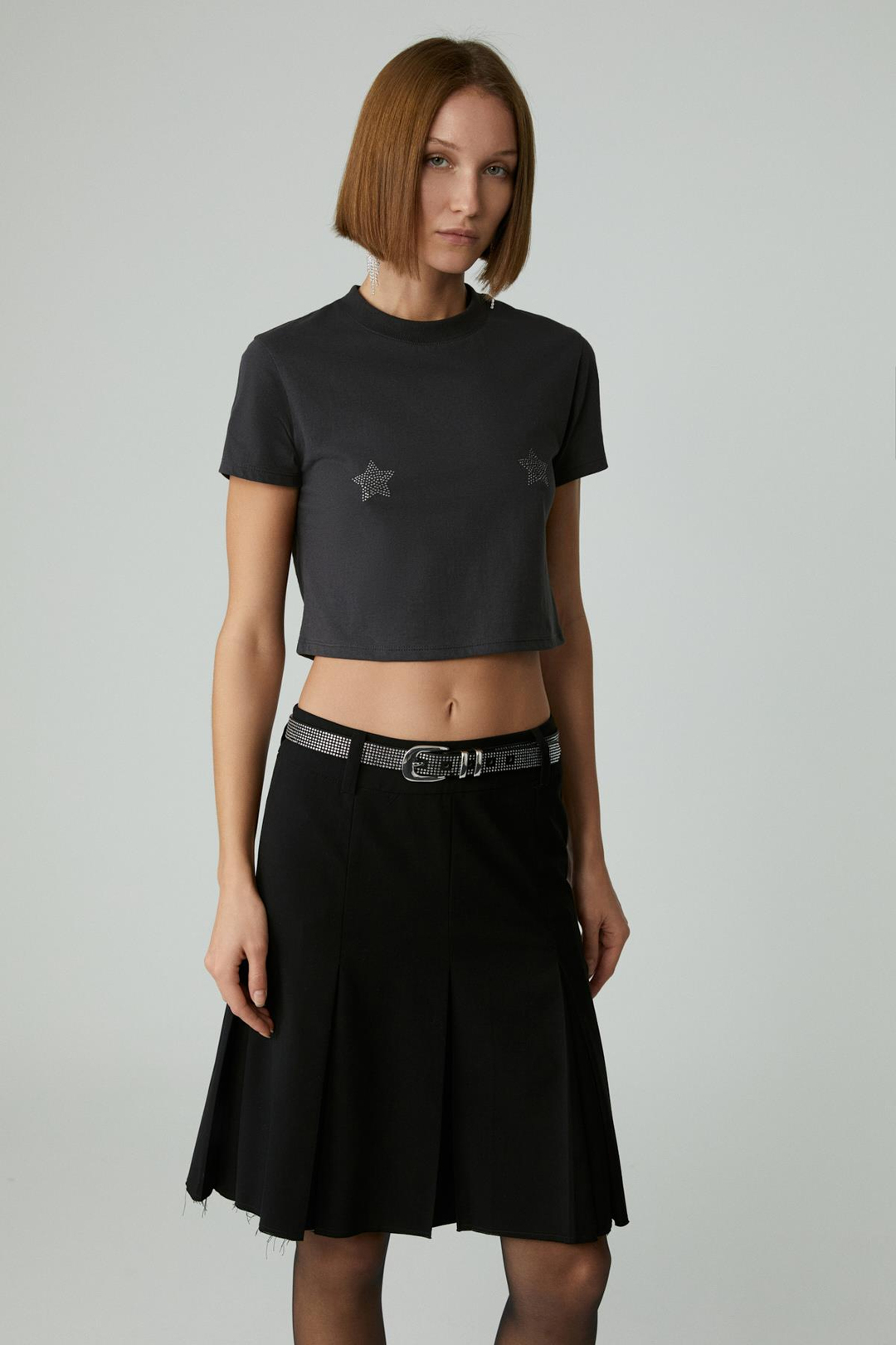 LAVIVA Kadın Kısa Fermuar Detaylı Siyah Etek