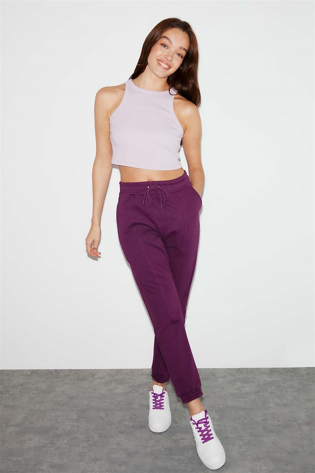LAWRENCE Örme Comfort Fit Mor  Eşofman Altı
