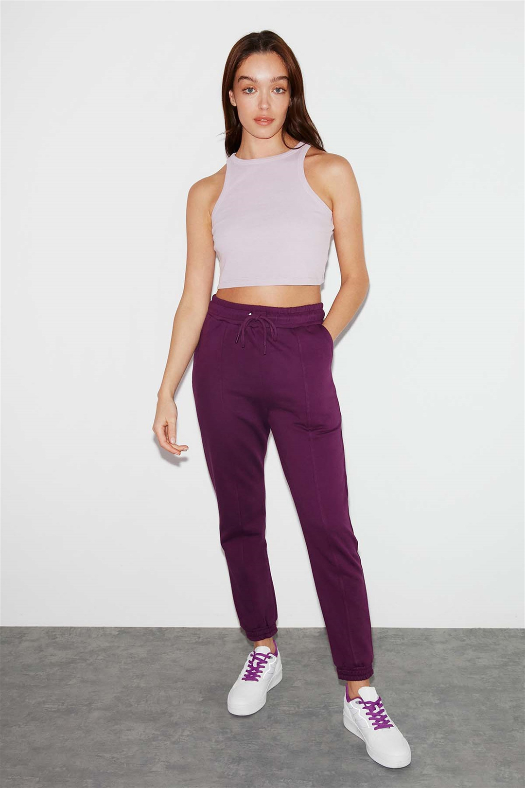 LAWRENCE Örme Comfort Fit Mor  Eşofman Altı