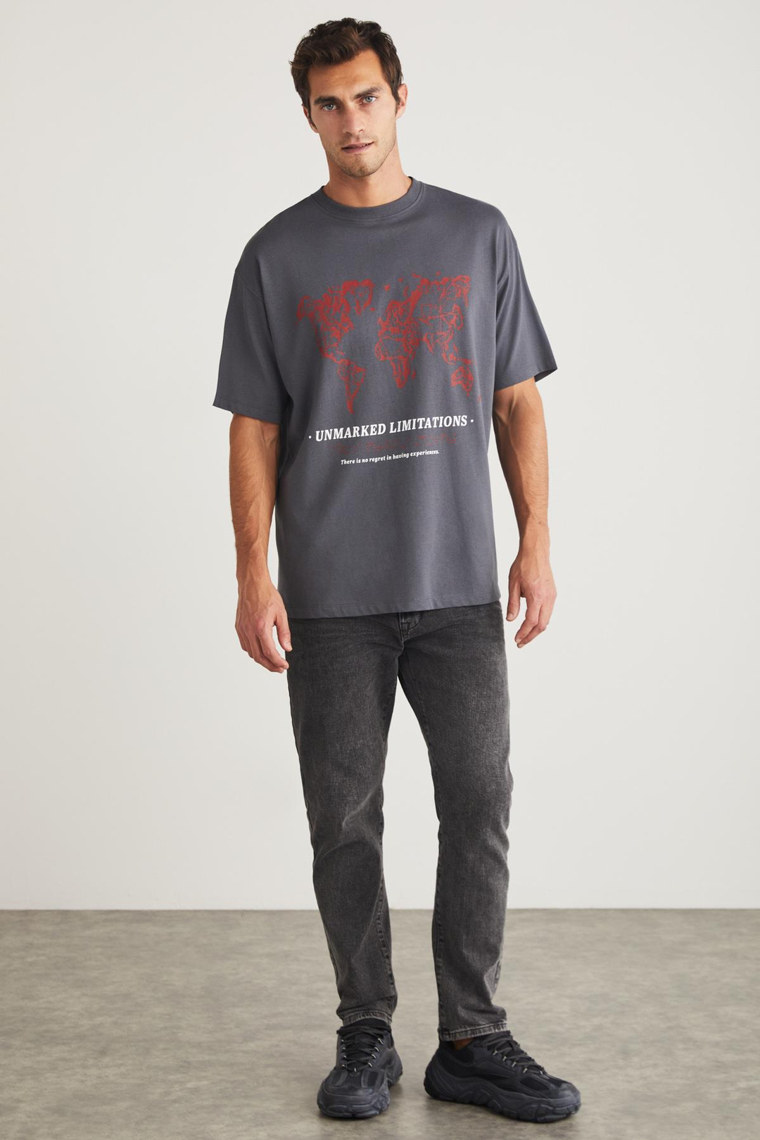 LEAF  Relaxed Gri Tekli T-Shirt