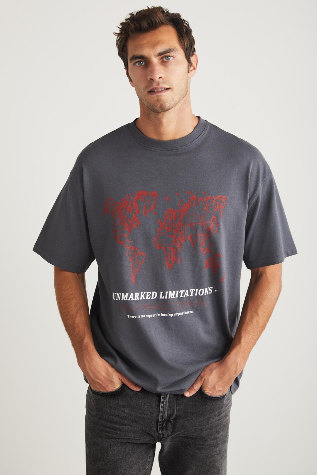 LEAF  Relaxed Gri Tekli T-Shirt